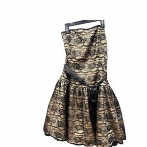 Jessica McClintock Black and Cream Lace Dress